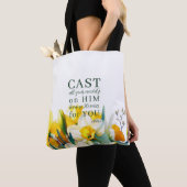 Bloemen Schrift 1 Petrus 5:7 Tote Bag (Dichtbij)