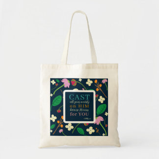 Bloemen Schrift 1 Petrus 5:7 Tote Bag