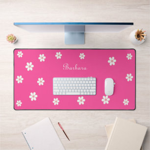 Bloemen & Schrift Calligrafie op Neon Roze Bureaumat