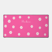 Bloemen & Schrift Calligrafie op Neon Roze Bureaumat (Voorkant)