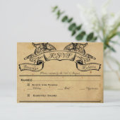 Bloemen Scroll Banner Bruiloft Reactie Kaart (Staand voorkant)