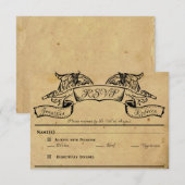 Bloemen Scroll Banner Bruiloft Reactie Kaart (Voorkant / Achterkant)