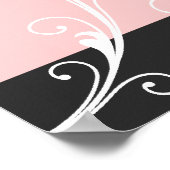 Bloemen scroll blad zwart bord roze bruiloft foto poster (Hoek)