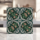  Bloemen Scroll Tegel Blauwgroen Groen Grijs Tegeltje