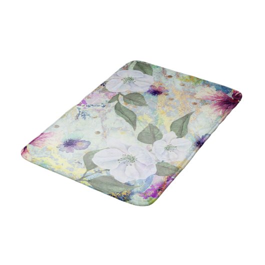 Bloemen  seafoam groen waterverf script badmat (Gekanteld)