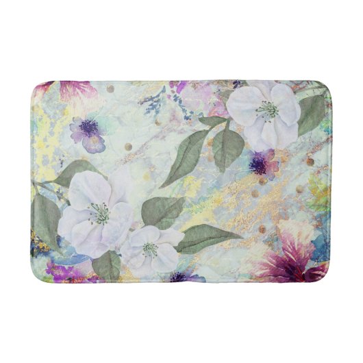 Bloemen  seafoam groen waterverf script badmat (Voorkant)