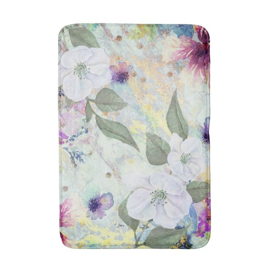 Bloemen  seafoam groen waterverf script badmat (Voorkant Verticaal)