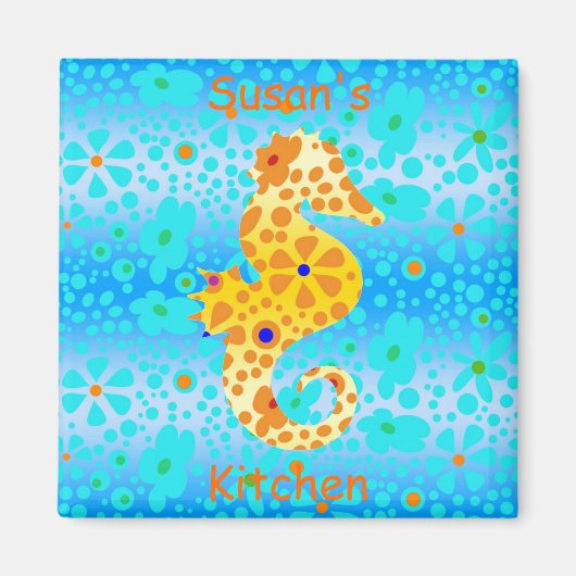 Bloemen Seahorse Magnet (Voorkant)
