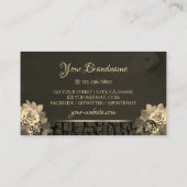 Bloemen Sepia Gold Donkerbruin Houten Graan Monogr Visitekaartje (Achterkant)