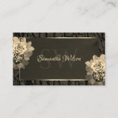 Bloemen Sepia Gold Donkerbruin Houten Graan Monogr Visitekaartje (Voorkant)