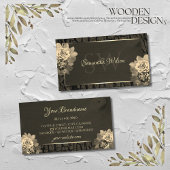 Bloemen Sepia Gold Donkerbruin Houten Graan Monogr Visitekaartje