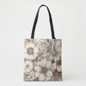  Bloemen Sepiapatroon (13) Canvas tas (Voorkant)