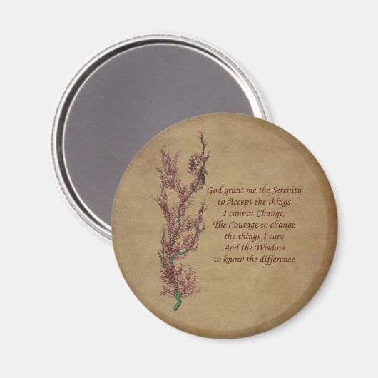 Bloemen Serenity Prayer Inspirerend Magnet (Voorkant / Achterkant)