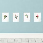  Bloemen Shabby Chic Flore D Amerique Floral Muurkunst Sets (Houten vloer)