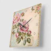 Bloemen  Shabby chic Vierkante Klok (Hoek)