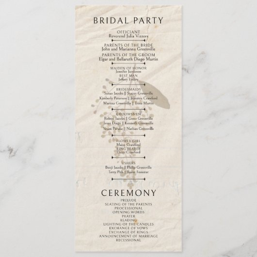 Bloemen Shabby Garden Chic Programmakaart (Achterkant)