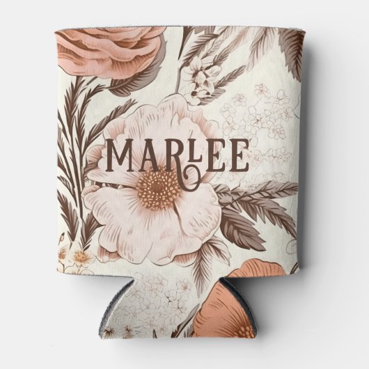 Bloemen Sienna Roze Antiek Boho Wildflower Blikjeskoeler (Voorkant)