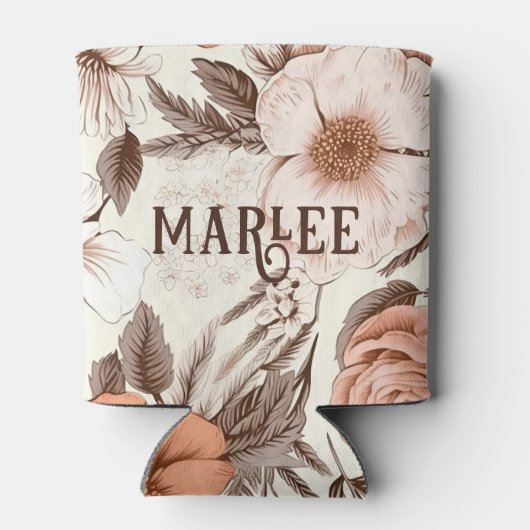  Bloemen Sienna Roze Antiek Boho Wildflower Blikjeskoeler (Achterkant)