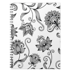 Bloemen sierlijk: decoratieve naadloze achtergrond notitieboek
