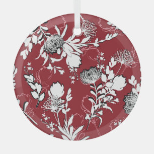 Bloemen silhouet, kleurrijk botanisch patroon. glas ornament