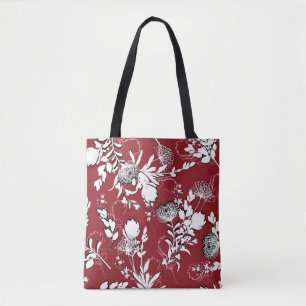 Bloemen silhouet, kleurrijk botanisch patroon. tote bag