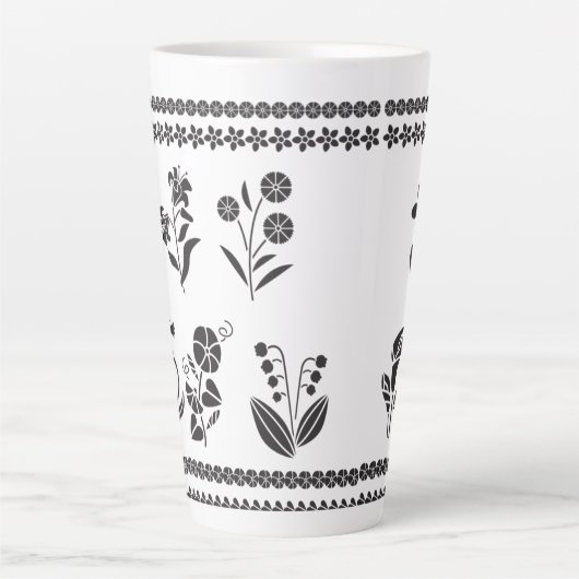 bloemen-silhouettes-Grens-lijsten Giant Latte Mok (Voorkant)
