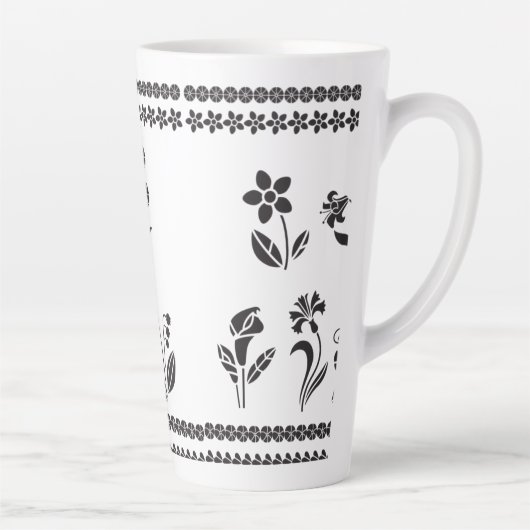 bloemen-silhouettes-Grens-lijsten Giant Latte Mok (Rechts)