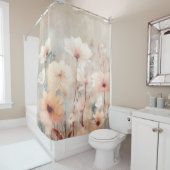 Bloemen Sinaasappel Beige Perzik Design 328 Douchegordijn (In situ)