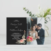 Bloemen Sinaasappel bruiloft uitnodigingen met fot (Staand voorkant)