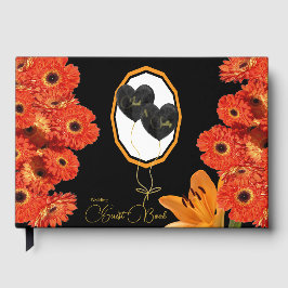 Bloemen Sinaasappel en zwarte bruiloft Gastenboek