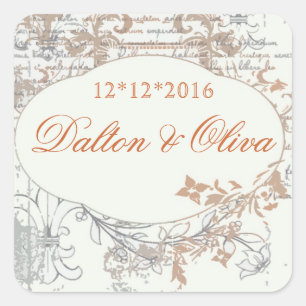 Bloemen  Sinaasappel Fleur Save The Date Bruiloft Vierkante Sticker
