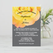 Bloemen Sinaasappel Geel Grijs Grijs Cool Boho Wed Kaart (Staand voorkant)