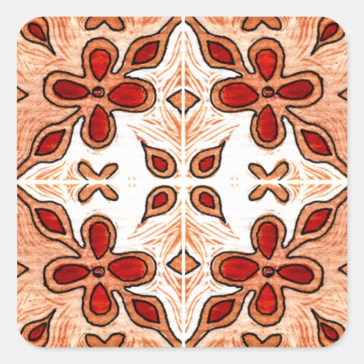 Bloemen Sinaasappel Geïnspireerd door het Portugee Vierkante Sticker (Voorkant)