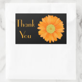 Bloemen Sinaasappel Gerbera Daisy Flower Zwart Rechthoekige Sticker (Tas)