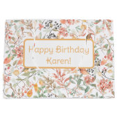 Bloemen Sinaasappel Groen & Roze Custom Happy Birt Groot Cadeauzakje (Voorkant)