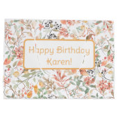 Bloemen Sinaasappel Groen & Roze Custom Happy Birt Groot Cadeauzakje (Achterkant)