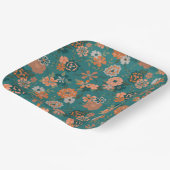 Bloemen Sinaasappel Groene Botanische Patroon Even Papieren Bordje (Gebogen)