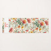 Bloemen Sinaasappel Koraal Roze Boho Naam Monogra Yogamat (Achterkant (horizontaal))