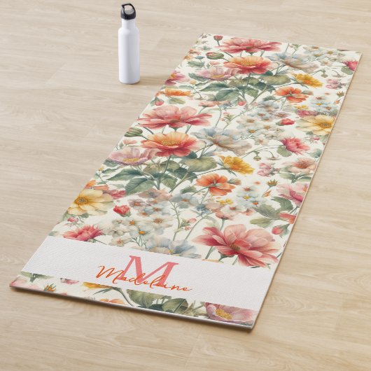 Bloemen Sinaasappel Koraal Roze Boho Naam Monogra Yogamat (In situ)
