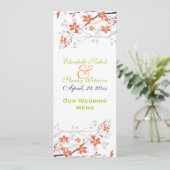 Bloemen sinaasappel limoen groen bruiloft Menu kaa (Staand voorkant)