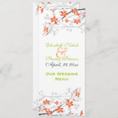 Bloemen sinaasappel limoen groen bruiloft Menu kaa (Voorkant / Achterkant)