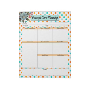 Bloemen Sinaasappel N Blauw _ Concept Care Plannin Notitieblok