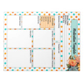 Bloemen Sinaasappel n blauw _ Medicatie Sjabloon Notitieblok (Voorkant)