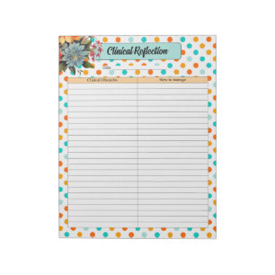 Bloemen Sinaasappel n Blauw Polka do_ Klinische re Notitieblok