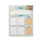 Bloemen Sinaasappel N Blauw Polka Dots_ Disease Te Notitieblok (Linkerzijde)