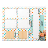 Bloemen Sinaasappel N Blauw Polka Dots_ Disease Te Notitieblok (Voorkant)