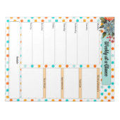 Bloemen Sinaasappel N Blauw Polka Dots_ Week in ee Notitieblok (Voorkant)