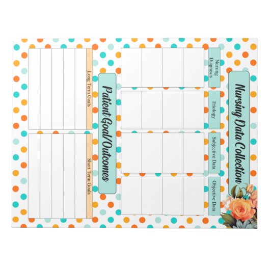 Bloemen Sinaasappel N Blauw _ Verpleegkunde Data C Notitieblok (Voorkant)