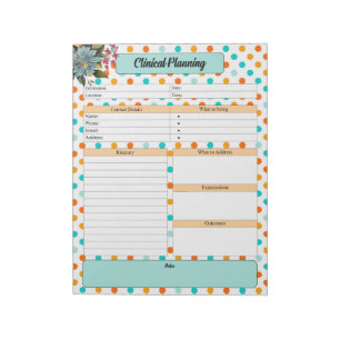 Bloemen Sinaasappel N Blue Polka Dot _ Klinische p Notitieblok