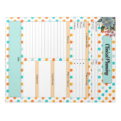 Bloemen Sinaasappel N Blue Polka Dot _ Klinische p Notitieblok (Voorkant)